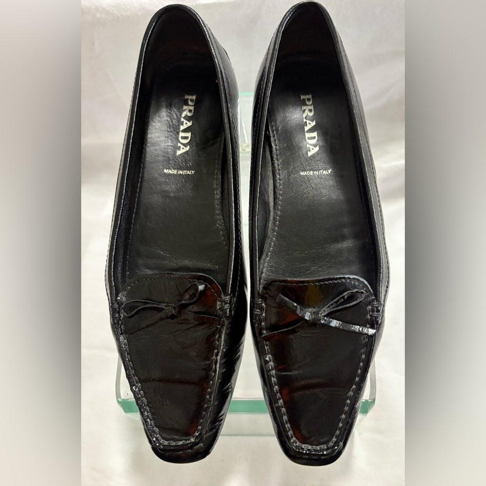 Prada Black Patent Leather Loafers Flats Size 7.5